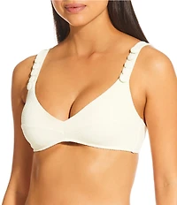 Antonio Melani x M.G. Style Amalfi Textured Covered Button Strap Bralette Swim Top