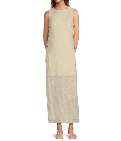 Antonio Melani x M.G. Style Blake Soutache Round Neck Sleeveless Shift Maxi Dress