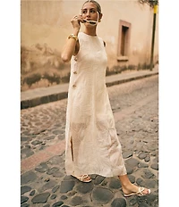 Antonio Melani x M.G. Style Blake Soutache Round Neck Sleeveless Shift Maxi Dress