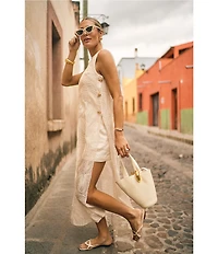 Antonio Melani x M.G. Style Blake Soutache Round Neck Sleeveless Shift Maxi Dress
