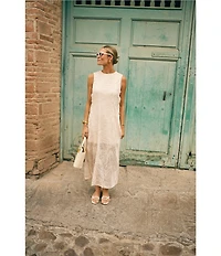 Antonio Melani x M.G. Style Blake Soutache Round Neck Sleeveless Shift Maxi Dress