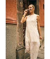 Antonio Melani x M.G. Style Blake Soutache Round Neck Sleeveless Shift Maxi Dress