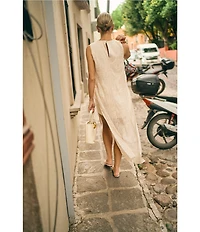 Antonio Melani x M.G. Style Blake Soutache Round Neck Sleeveless Shift Maxi Dress