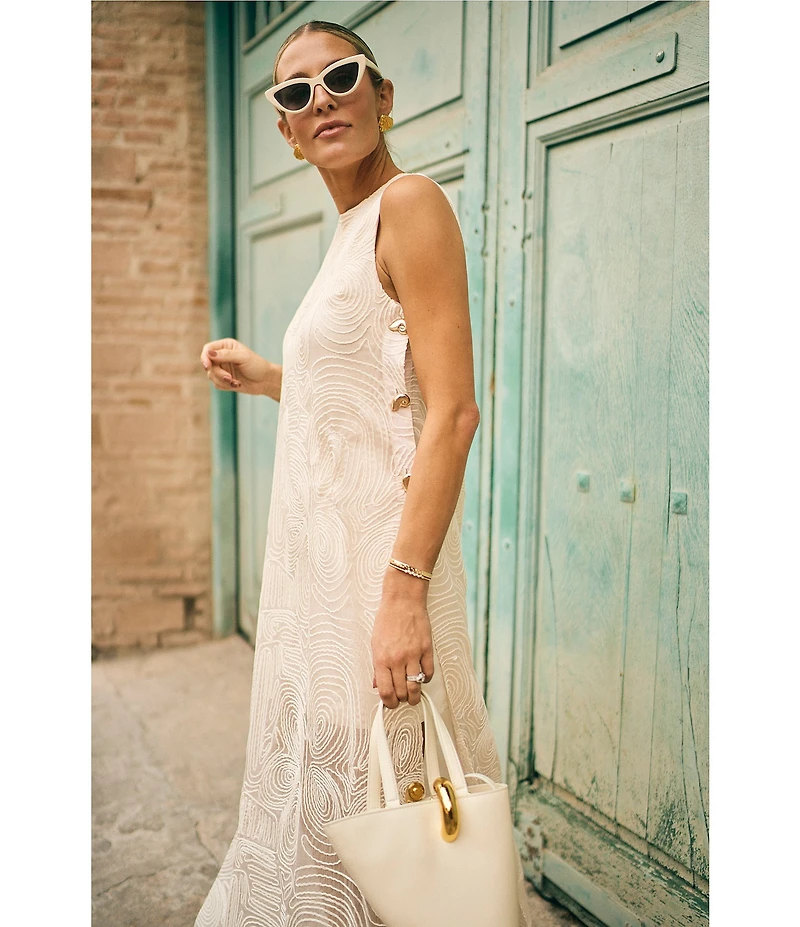 Antonio Melani x M.G. Style Blake Soutache Round Neck Sleeveless Shift Maxi Dress