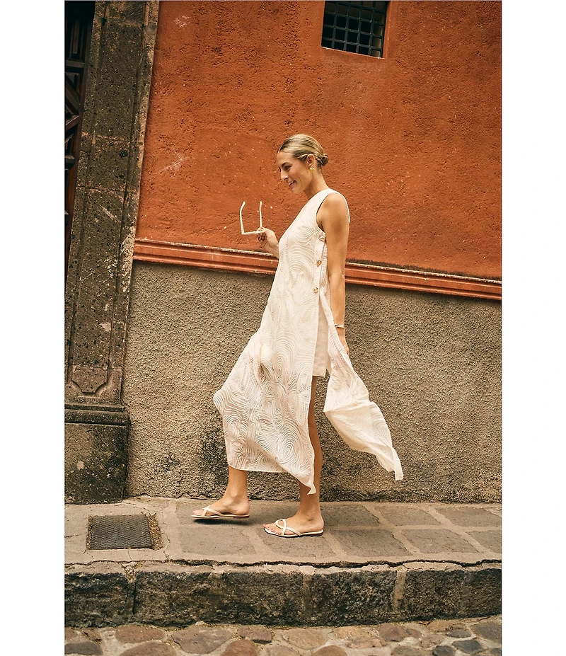 Antonio Melani x M.G. Style Blake Soutache Round Neck Sleeveless Shift Maxi Dress