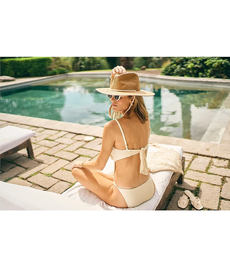 Antonio Melani x M.G. Style Capri Textured Cut Out Crochet Floral Applique One Piece Swimsuit