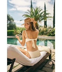 Antonio Melani x M.G. Style Capri Textured Cut Out Crochet Floral Applique One Piece Swimsuit