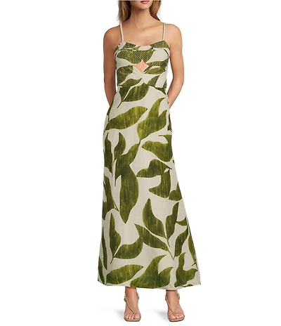 Antonio Melani x M.G. Style Finley Linen Blend Sweetheart Neck Sleeveless A-Line Maxi Dress