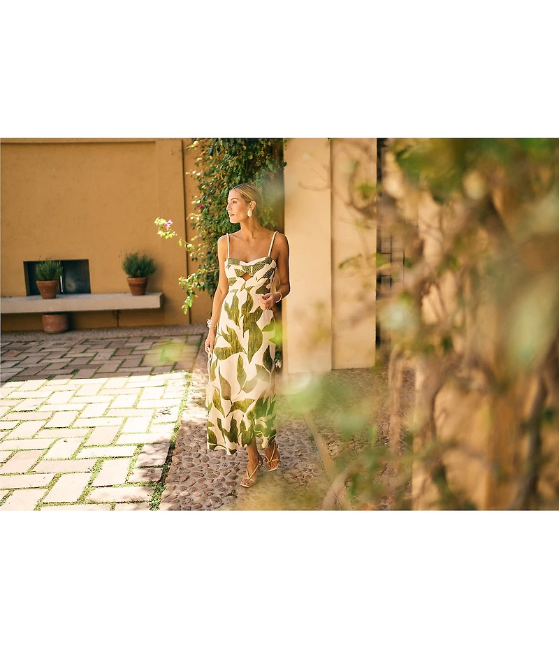 Antonio Melani x M.G. Style Finley Linen Blend Sweetheart Neck Sleeveless A-Line Maxi Dress