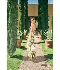 Antonio Melani x M.G. Style Finley Linen Blend Sweetheart Neck Sleeveless A-Line Maxi Dress