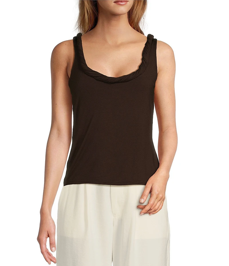 Antonio Melani x M.G. Style Gray Scoop Neck Sleeveless Tie Back Top