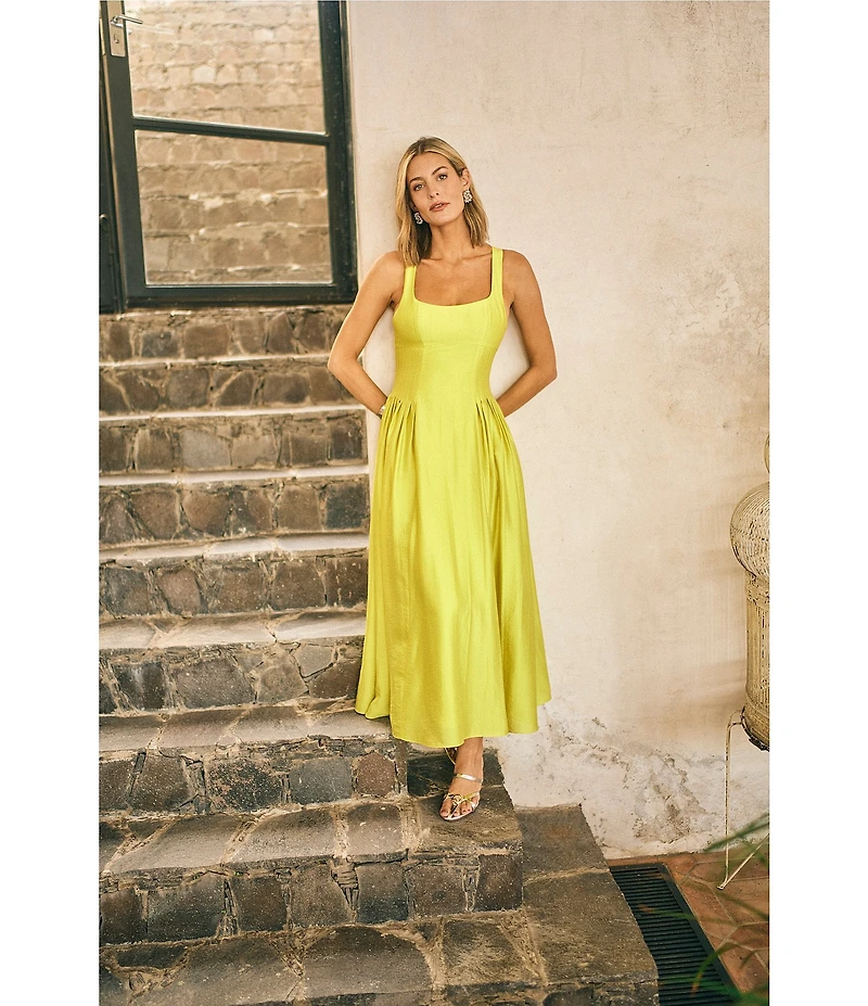 Antonio Melani x M.G. Style Jen A-Line Square Neck Sleeveless Maxi Dress