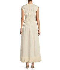 Antonio Melani x M.G. Style Jenny Round Neck Sleeveless Pleat A-Line Fringe Dress