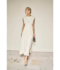 Antonio Melani x M.G. Style Jenny Round Neck Sleeveless Pleat A-Line Fringe Dress