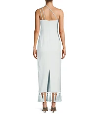 Antonio Melani x M.G. Style Kate One Shoulder Sweetheart Neckline Fringe Midi Dress