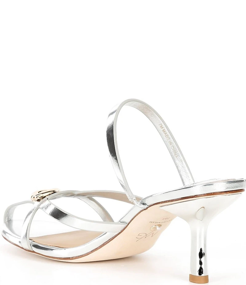 Antonio Melani x M.G. Style Leo Leather Shell Ornamented Dress Sandals