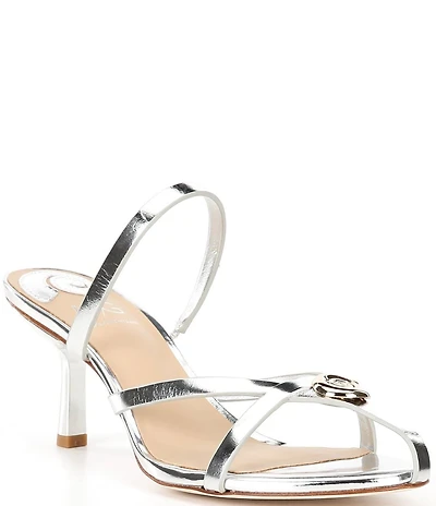 Antonio Melani x M.G. Style Leo Leather Shell Ornamented Dress Sandals