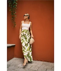 Antonio Melani x M.G. Style Lyons Printed Faux Wrap Asymmetric Skirt