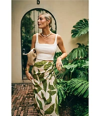 Antonio Melani x M.G. Style Lyons Printed Faux Wrap Asymmetric Skirt
