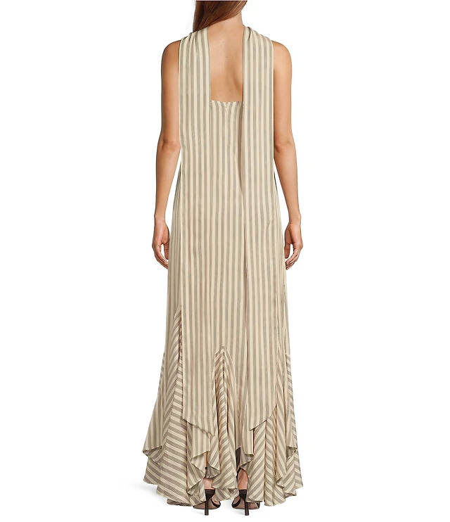 Antonio Melani x M.G. Style Mallie Detached Scarf Square Neck Sleeveless  Asymmetrical Hem Mermaid Maxi Dress | Liberty Center