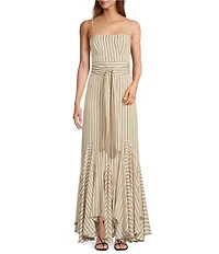 Antonio Melani x M.G. Style Mallie Detached Scarf Square Neck Sleeveless Asymmetrical Hem Mermaid Maxi Dress