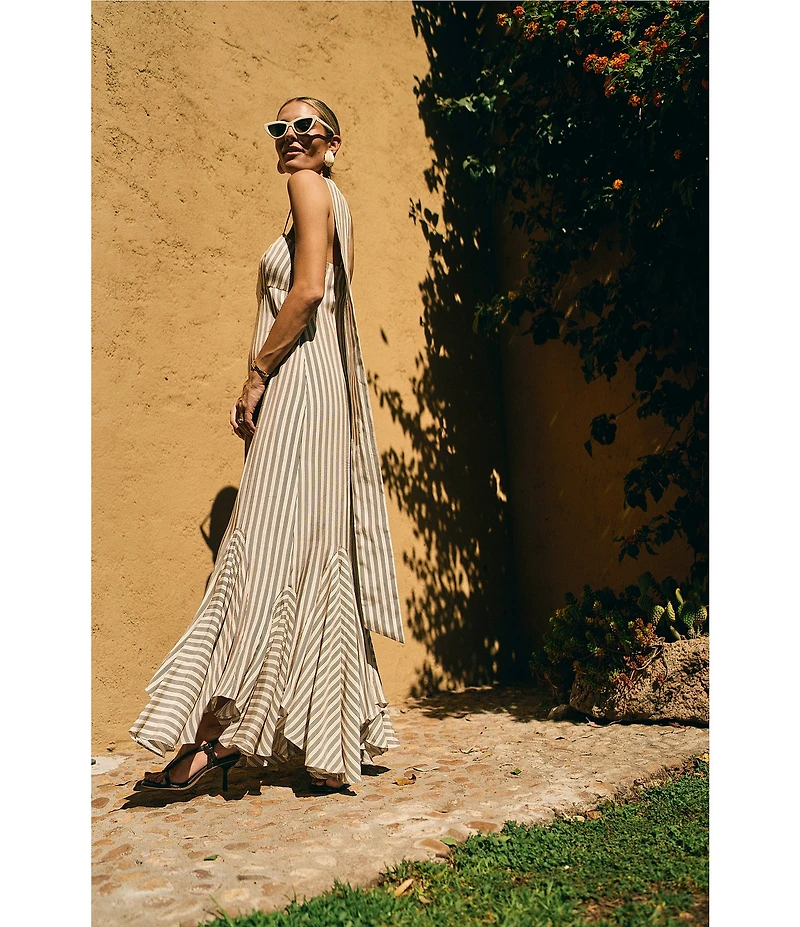 Antonio Melani x M.G. Style Mallie Detached Scarf Square Neck Sleeveless Asymmetrical Hem Mermaid Maxi Dress