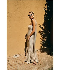 Antonio Melani x M.G. Style Mallie Detached Scarf Square Neck Sleeveless Asymmetrical Hem Mermaid Maxi Dress