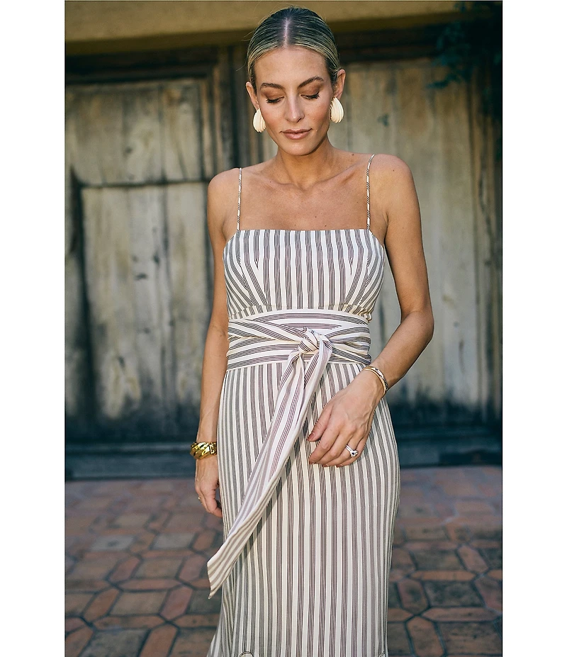 Antonio Melani x M.G. Style Mallie Detached Scarf Square Neck Sleeveless Asymmetrical Hem Mermaid Maxi Dress