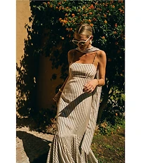 Antonio Melani x M.G. Style Mallie Detached Scarf Square Neck Sleeveless Asymmetrical Hem Mermaid Maxi Dress