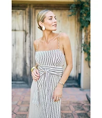 Antonio Melani x M.G. Style Mallie Detached Scarf Square Neck Sleeveless Asymmetrical Hem Mermaid Maxi Dress