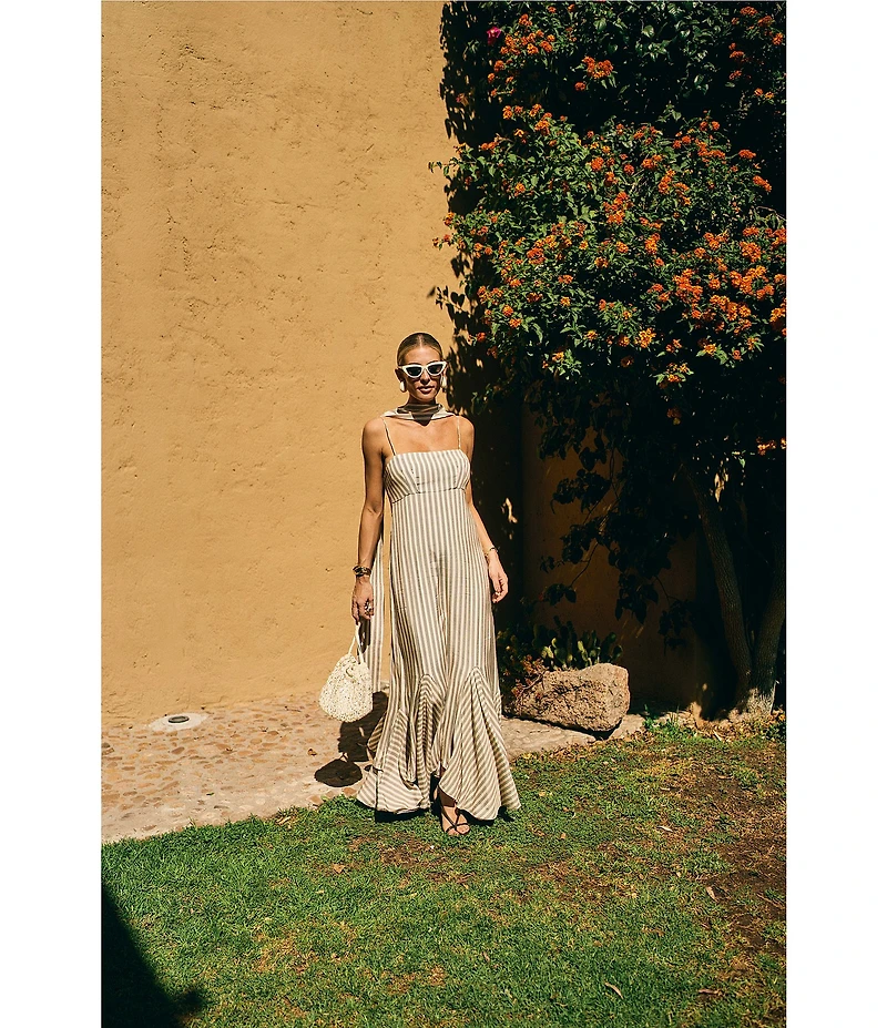 Antonio Melani x M.G. Style Mallie Detached Scarf Square Neck Sleeveless Asymmetrical Hem Mermaid Maxi Dress