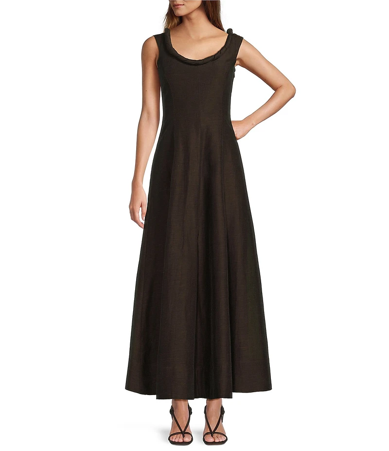 Antonio Melani x M.G. Style Margery Linen Blend Scoop Neck Sleeveless A-Line Maxi Dress