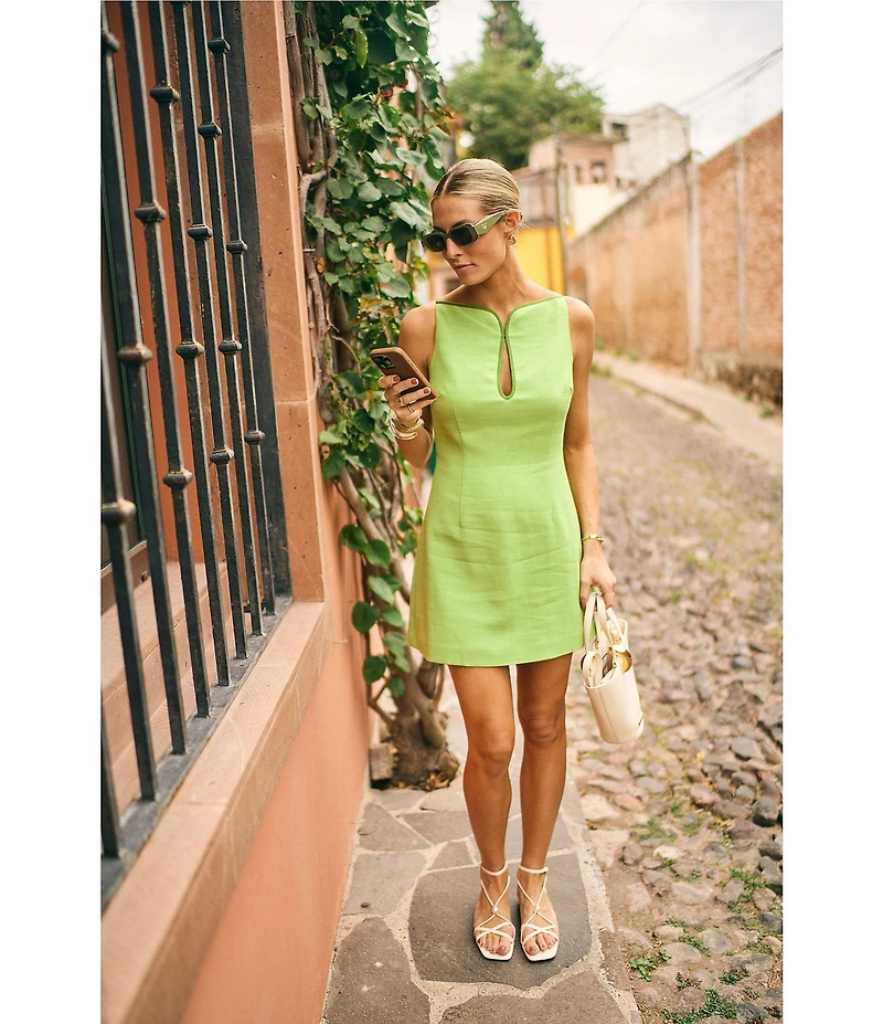 Antonio Melani x M.G. Style Marin A-Line Boat Keyhole Neck Sleeveless Dress