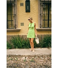 Antonio Melani x M.G. Style Marin A-Line Boat Keyhole Neck Sleeveless Dress