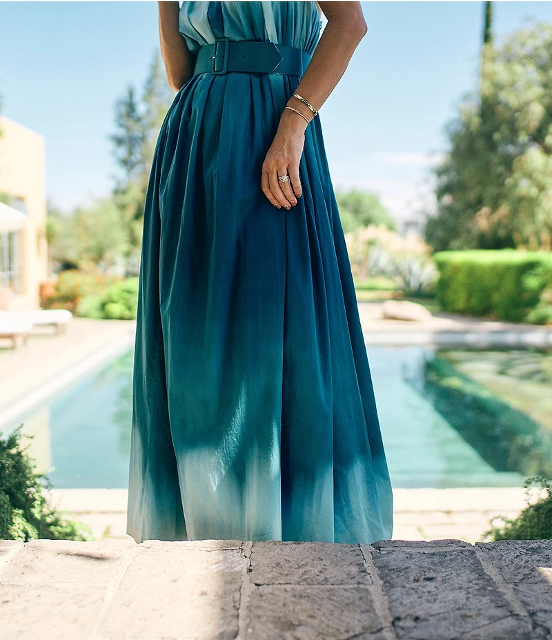 Antonio Melani x M.G. Style MG Ombre Halter Neck Sleeveless Belted Maxi Dress
