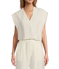 Antonio Melani x M.G. Style Nat V-Neck Fringe Back Coordinating Blouse