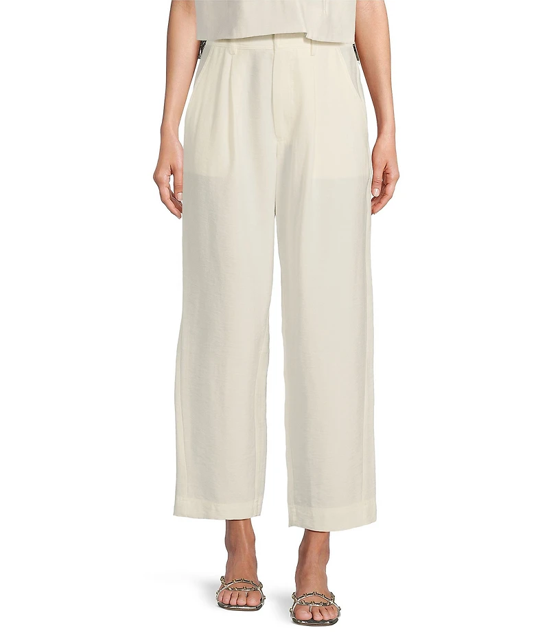 Antonio Melani x M.G. Style Page Woven Straight Leg Coordinating Pleated Ankle Pants