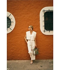 Antonio Melani x M.G. Style Page Woven Straight Leg Coordinating Pleated Ankle Pants