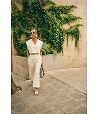 Antonio Melani x M.G. Style Page Woven Straight Leg Coordinating Pleated Ankle Pants