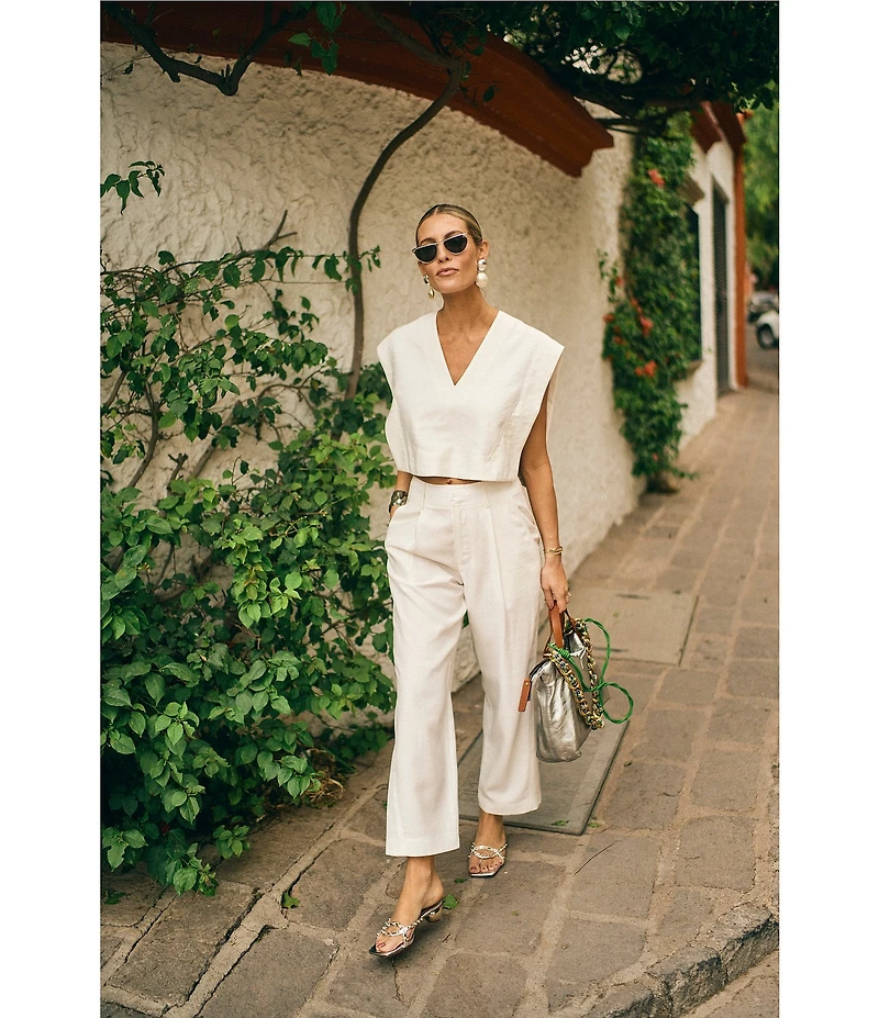 Antonio Melani x M.G. Style Page Woven Straight Leg Coordinating Pleated Ankle Pants
