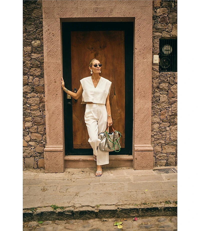 Antonio Melani x M.G. Style Page Woven Straight Leg Coordinating Pleated Ankle Pants