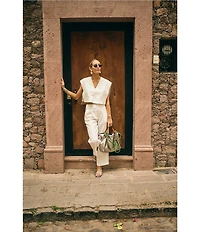Antonio Melani x M.G. Style Page Woven Straight Leg Coordinating Pleated Ankle Pants