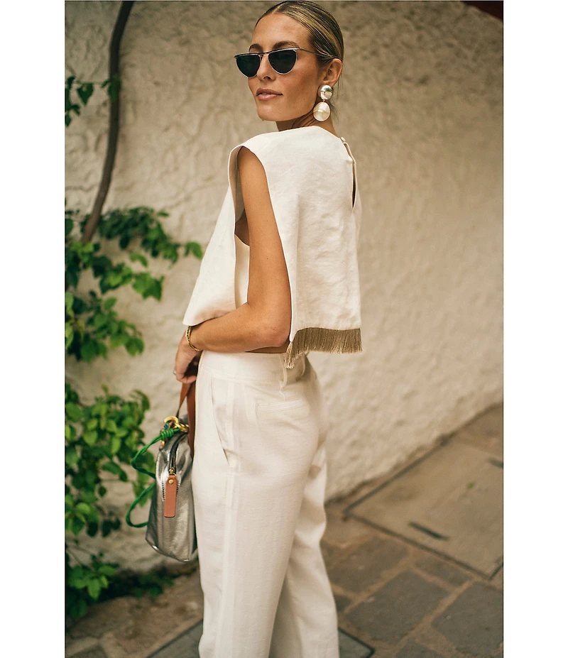 Antonio Melani x M.G. Style Page Woven Straight Leg Coordinating Pleated Ankle Pants