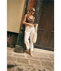 Antonio Melani x M.G. Style Page Woven Straight Leg Coordinating Pleated Ankle Pants