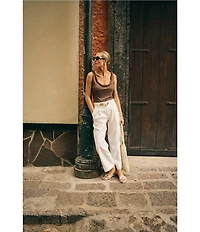 Antonio Melani x M.G. Style Page Woven Straight Leg Coordinating Pleated Ankle Pants