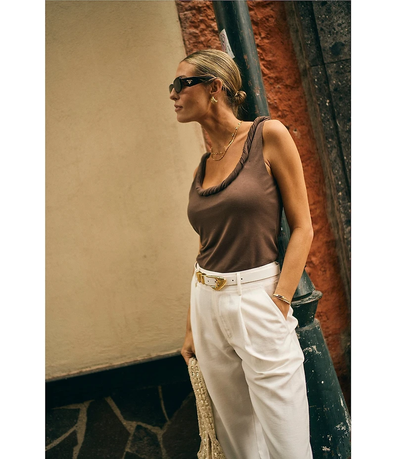 Antonio Melani x M.G. Style Page Woven Straight Leg Coordinating Pleated Ankle Pants