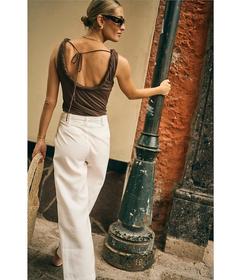 Antonio Melani x M.G. Style Page Woven Straight Leg Coordinating Pleated Ankle Pants