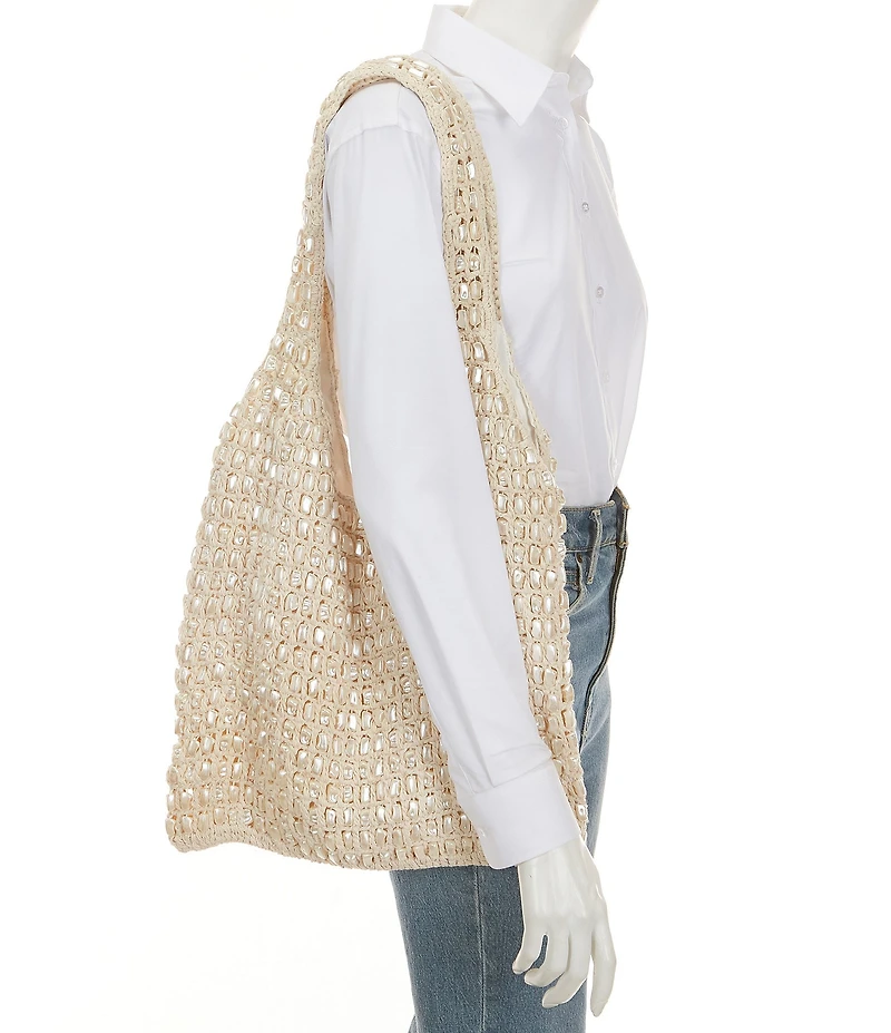 Antonio Melani x M.G. Style Pearl Sands Crochet Slouchy Tote