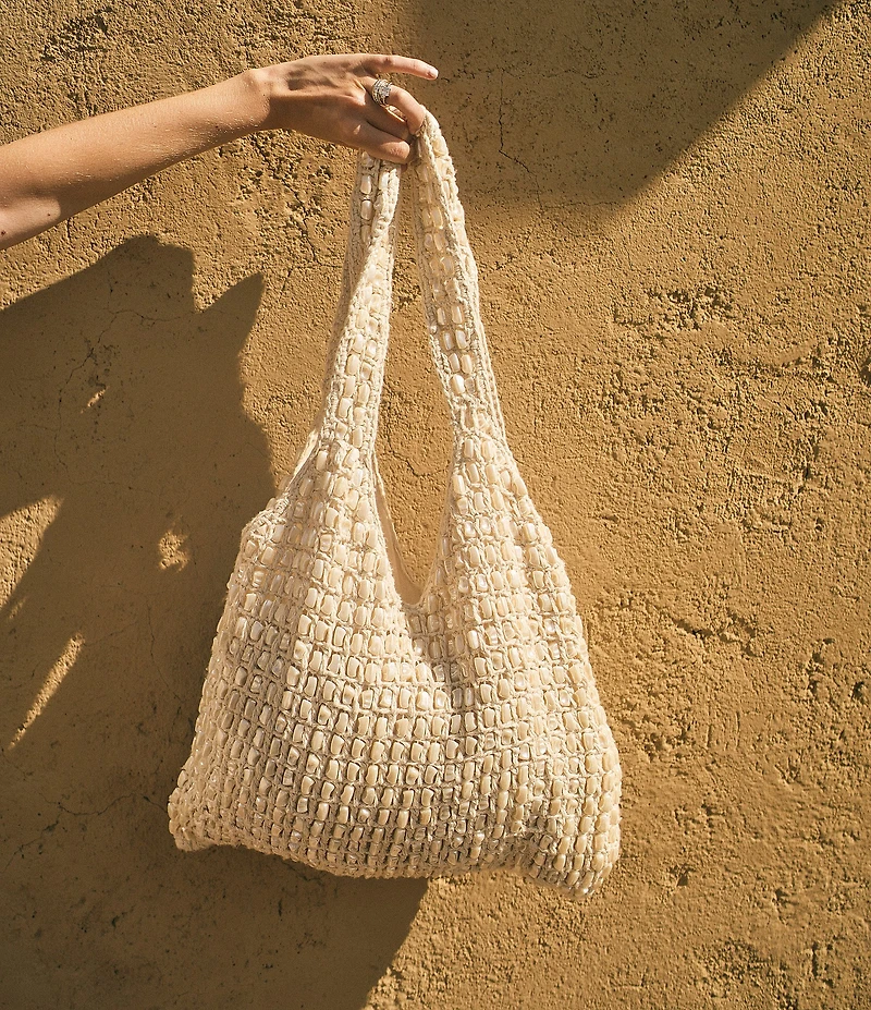 Antonio Melani x M.G. Style Pearl Sands Crochet Slouchy Tote