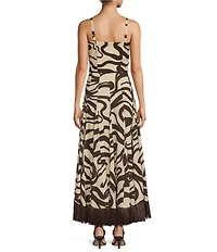 Antonio Melani x M.G. Style Somers Swirl Print Linen Blend Straw Trim Two Piece Set